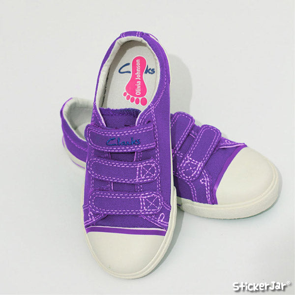 12 Pairs of Feet Shaped Stick On Shoe Labels – StickerJar