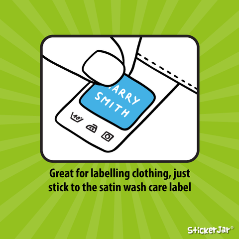 60 Stick On Name Labels for Clothes & Items - Solid Colours – StickerJar