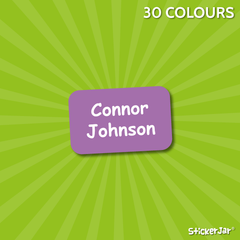 60 Stick On Name Labels for Clothes & Items - Solid Colours
